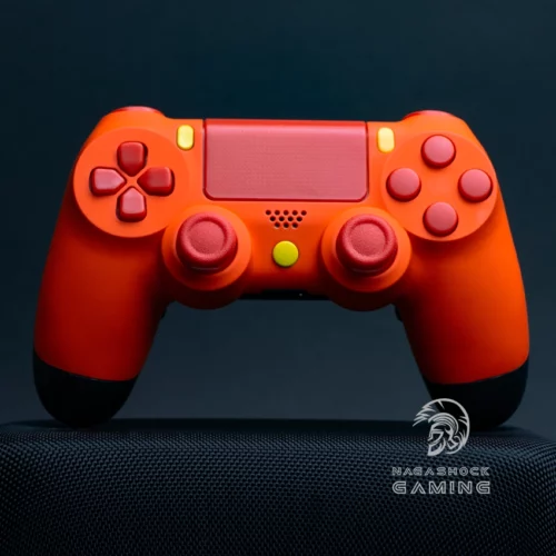 PS4 PRO Custom Controller orange with red buttons and thumbsticks