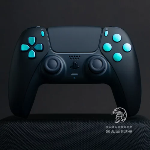 Midnight Black PS5 Pro Controller with green buttons 2 back buttons mouse click triggers pro gaming controller nagashock